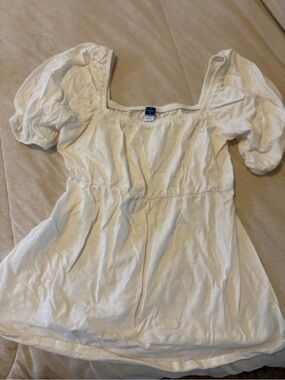 Maternity White Puff-Sleeve Square Neck Top